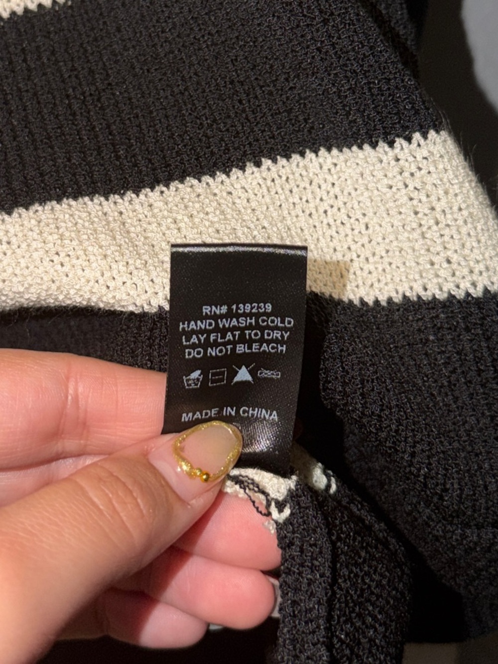 Pomander Place Ada Polo Knit Striped Tank Top In Black and Cream Size S - Picture 6 of 6
